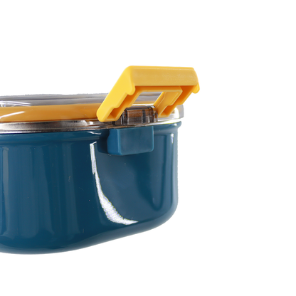GIBO Stainless Steel Lunch Box,Bento Boxes with Lid 2 Compartment,Leakproof- Blue&Yelow