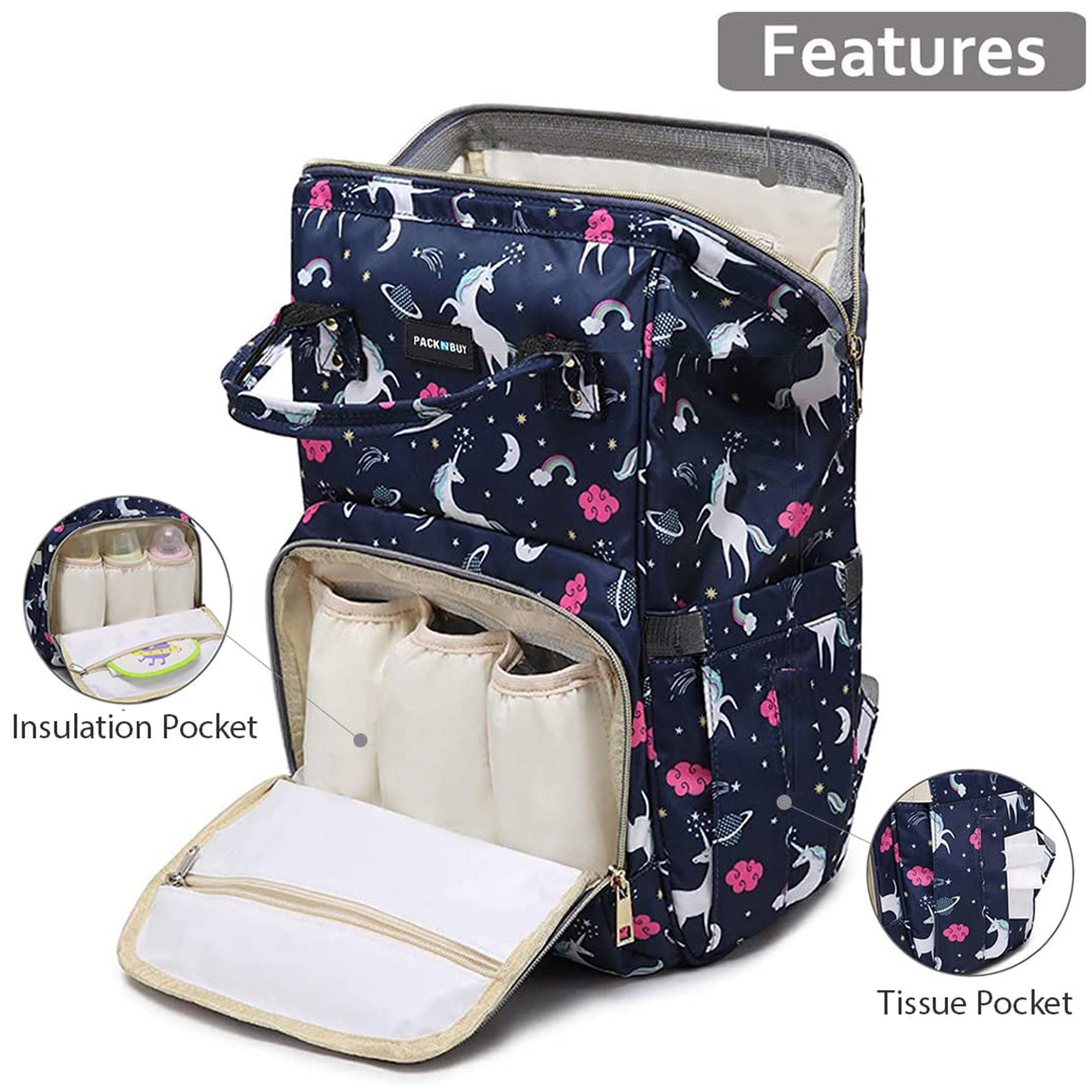 New Diaper Bag for Mothers Stylish Big Size Spacious | Waterproof Diaper Tote with Large Capacity Bottle Insulation for Mom Dad