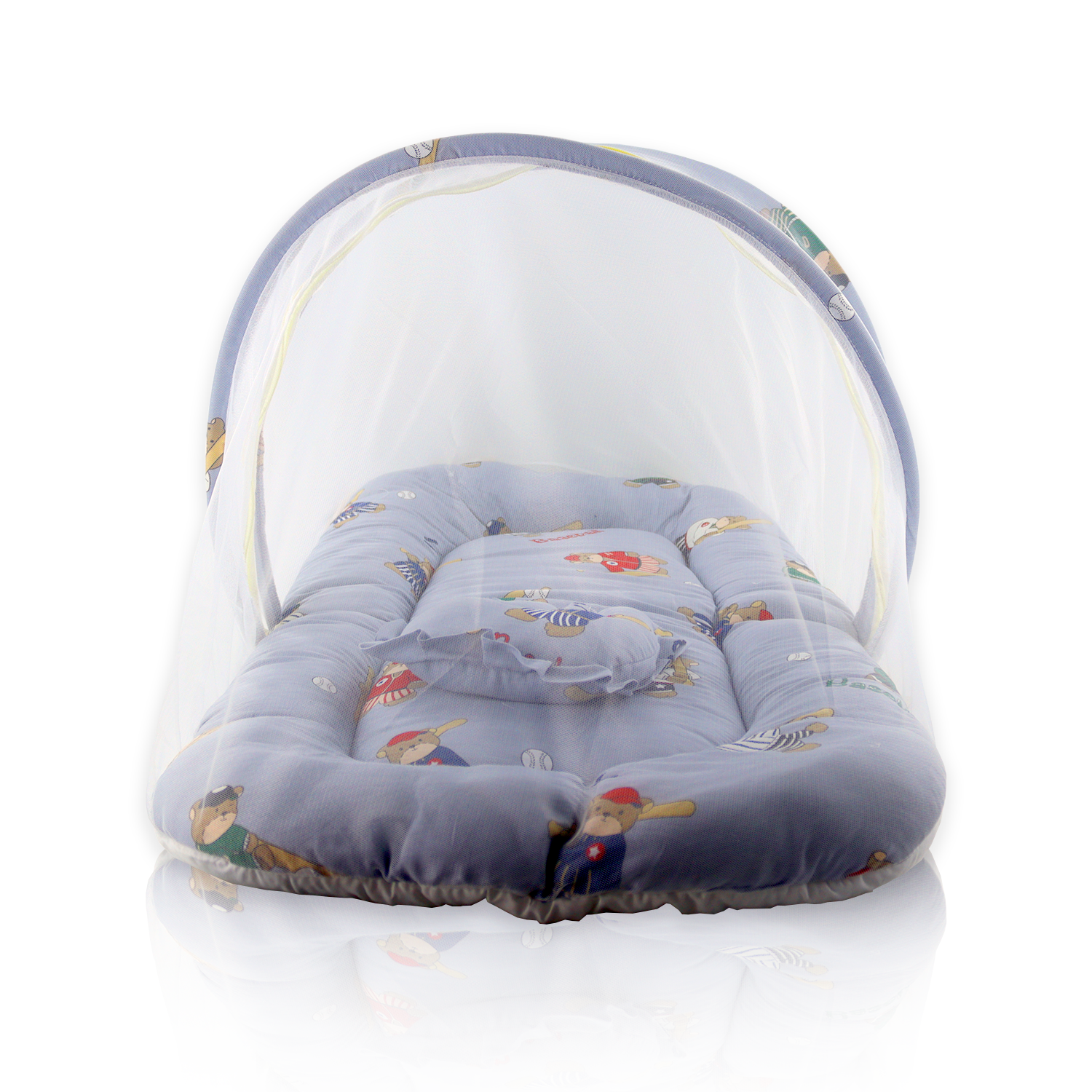 Cotton Bedding Set with Mosquito Net Whale Print- Lilac