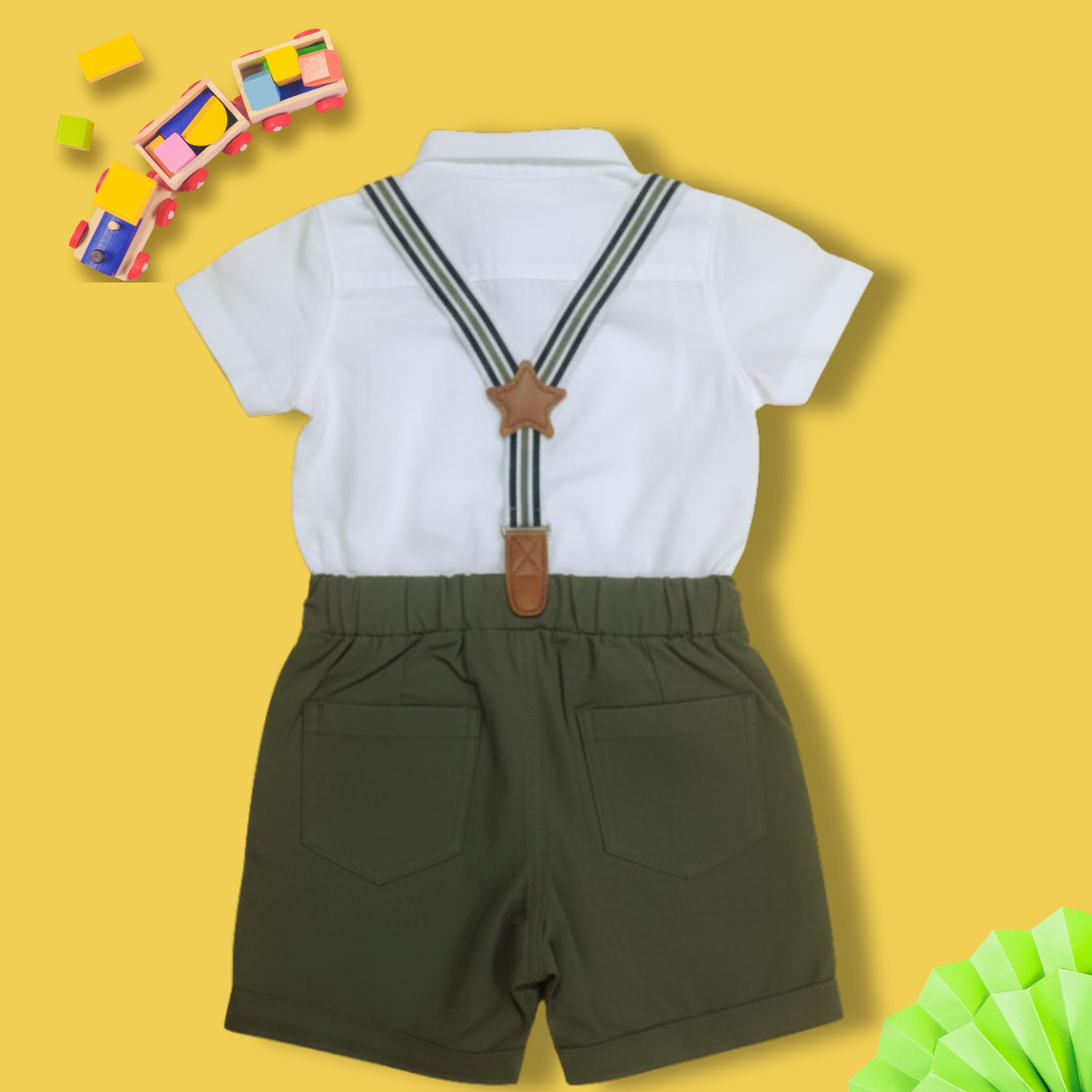 Baby Boy Formal Outfit with Bow Tie & Suspenders