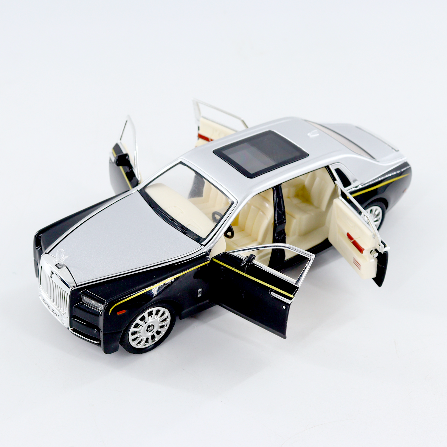Rolls Royce Phantom Metal die cast Car Toy with Sound (Black & Silver)