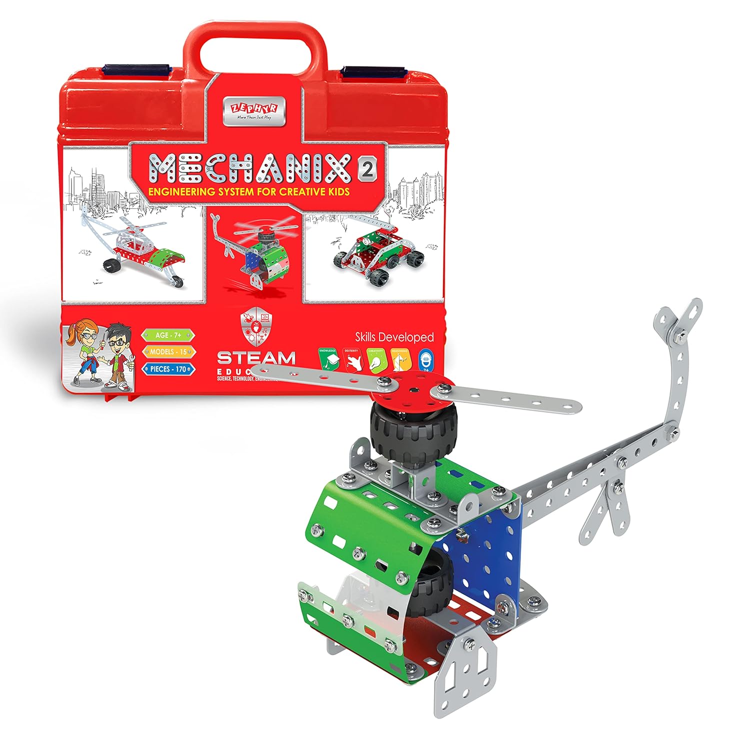 Mechanix-2 Smart Bag DIY STEM Toy, Building Construction Set for Boys and Girls Age 7+