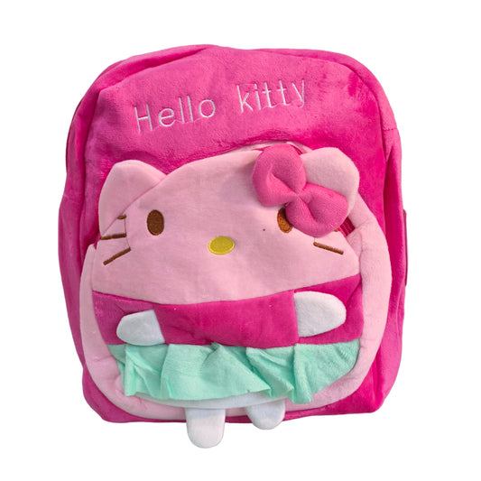 Backpack pink color Hello Kitty cartoon character soft plush teddy bear pre nursery school bag backpack for baby boys girls kids 1-4 years with 2 zip and compartment for babies boy girl kid