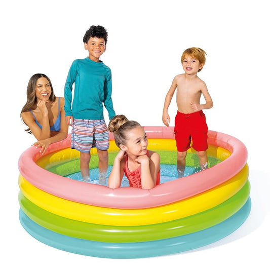 Inflatable Sunset Glow Round Colourful Square Baby Pool Portable Bathtub | Home Swimming Pool for Kids. Multi-Colour. 0-4 Years.