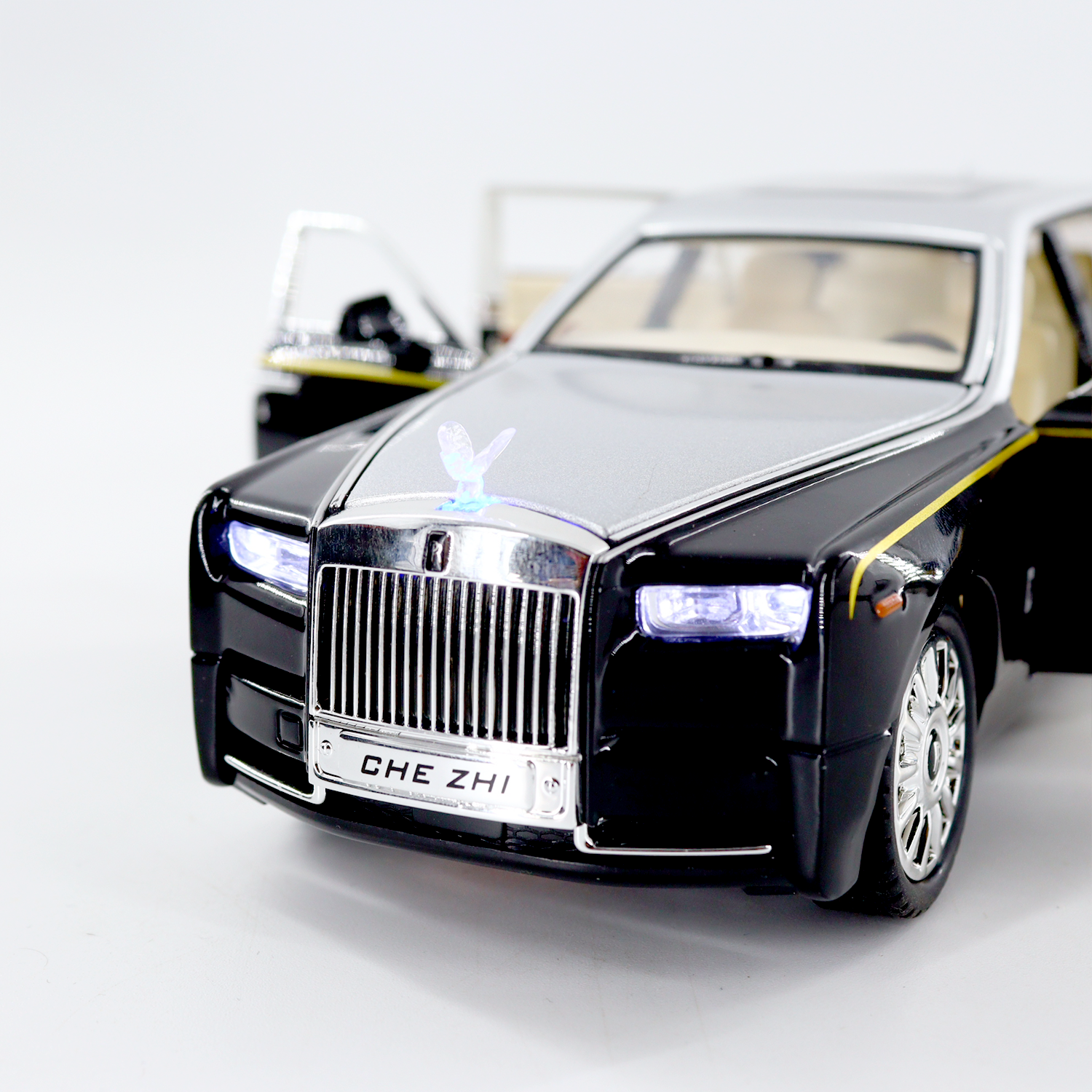 Rolls Royce Phantom Metal die cast Car Toy with Sound (Black & Silver)