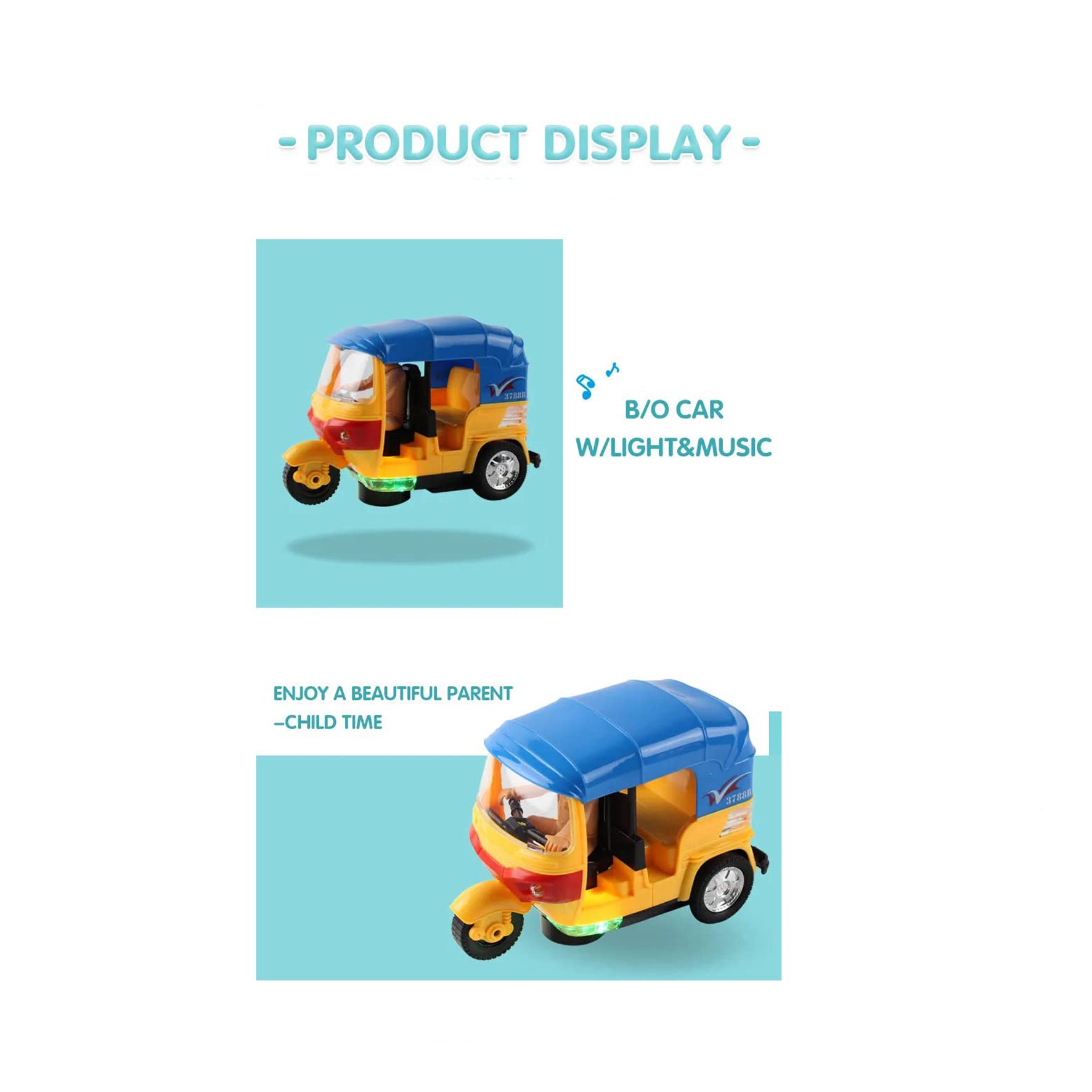 attery Operated auto Rickshaw Tricycle Toy for Kids|Boys|Girls with Light & Music and Bump & go Action (Color-Multi).