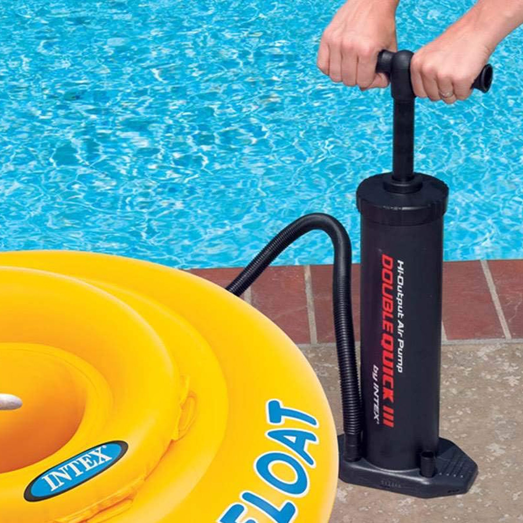 Intex Double Quick III Swimming Pool Inflatable Float Hand Air Pump-68615E, 19