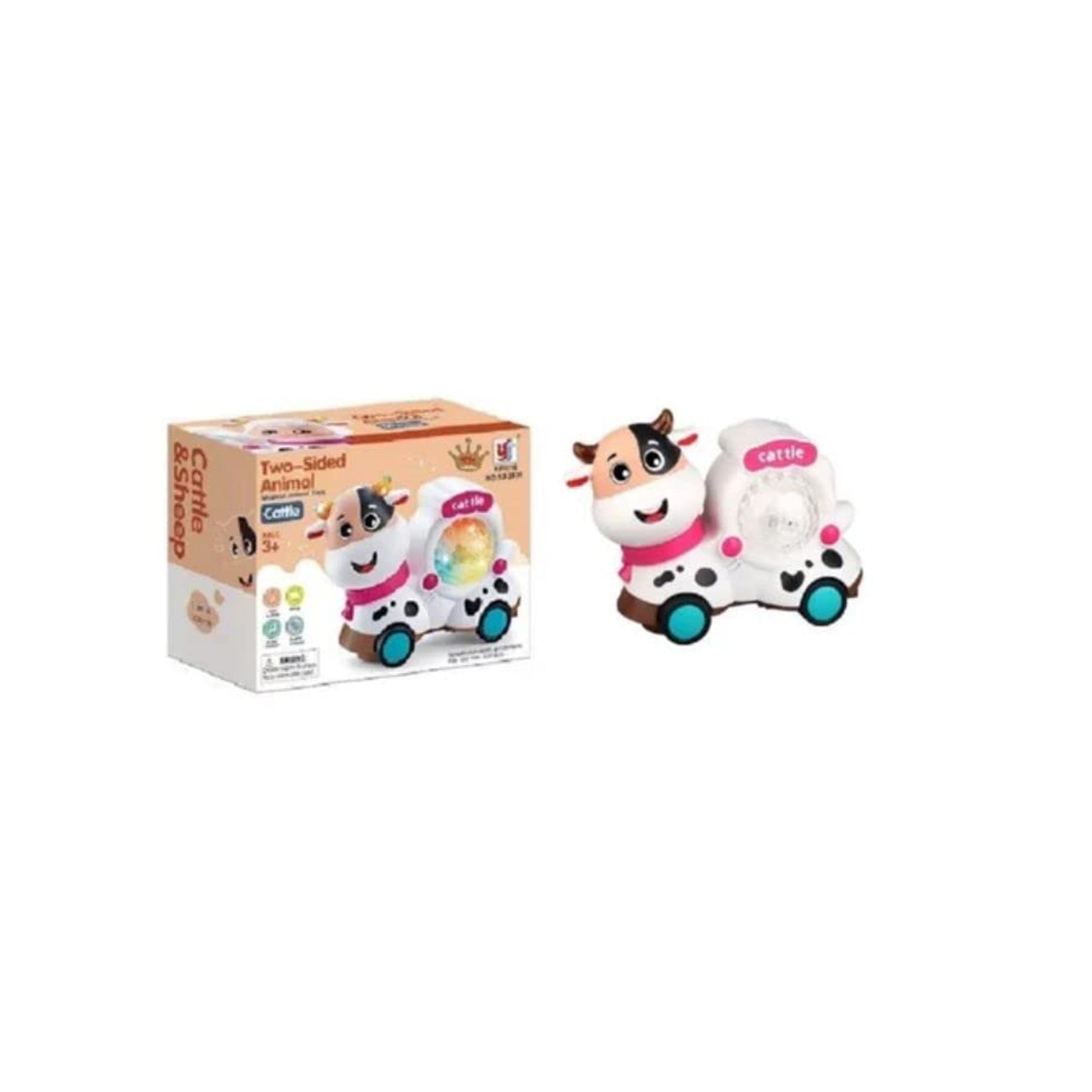 CAMITOY Two-Sided Animal Toy | Musical Dancing | Electric Toys with Sound | 3D Flashing Lights | Cattle and Sheep