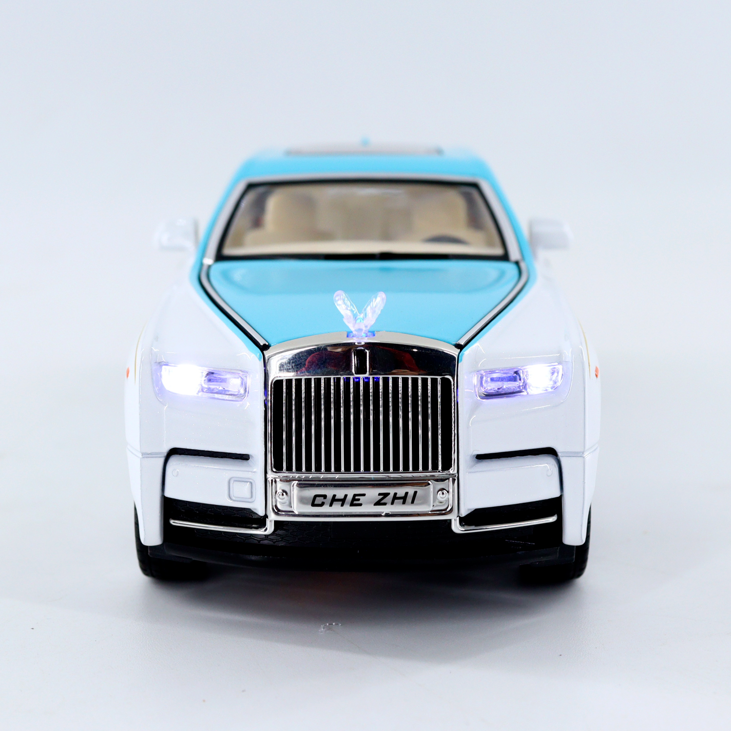 Rolls Royce Phantom Metal die cast Car Toy with Sound (White & Blue)