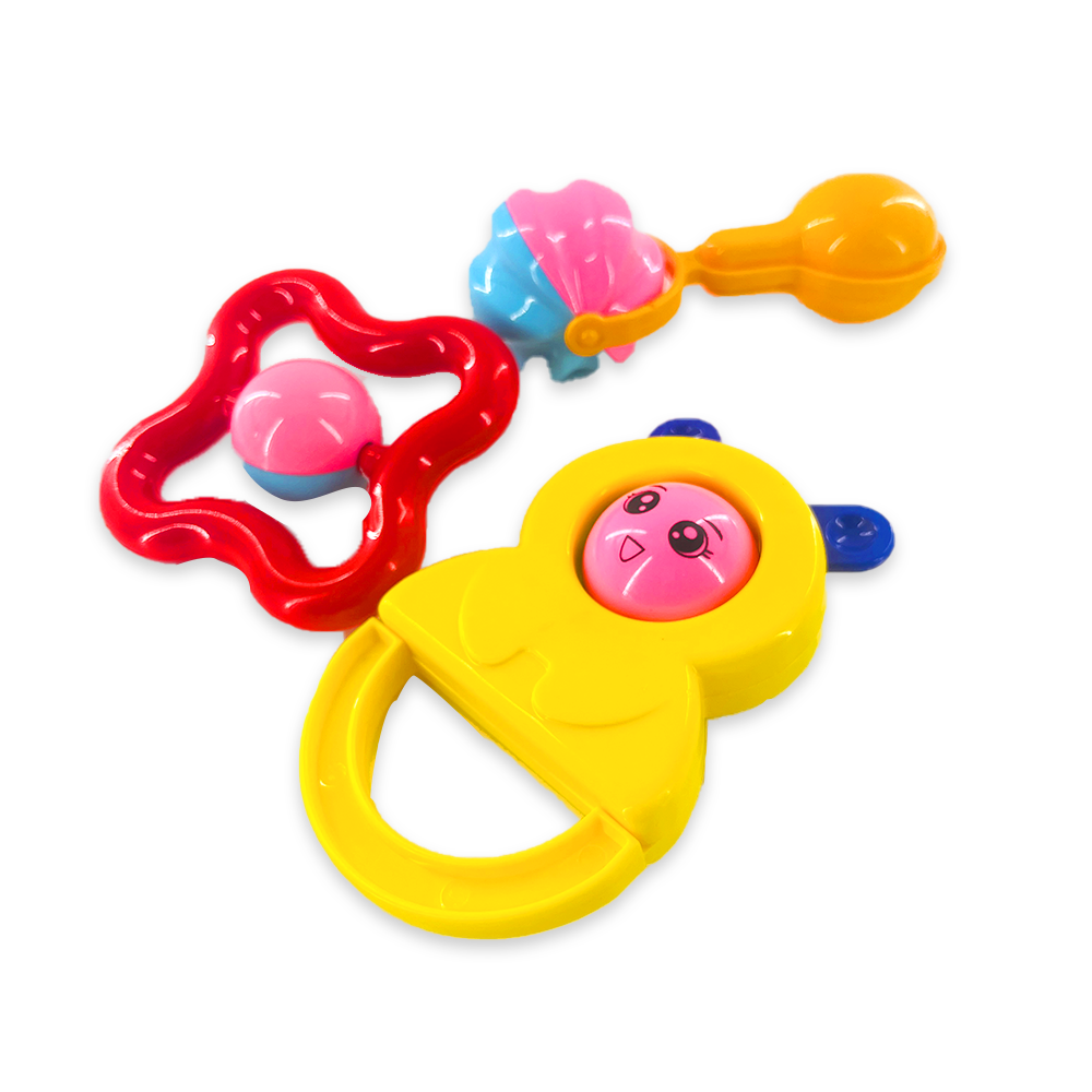 Colorful Attractive Rattle for New Born and Infants (Pack of 3, Multicolor)