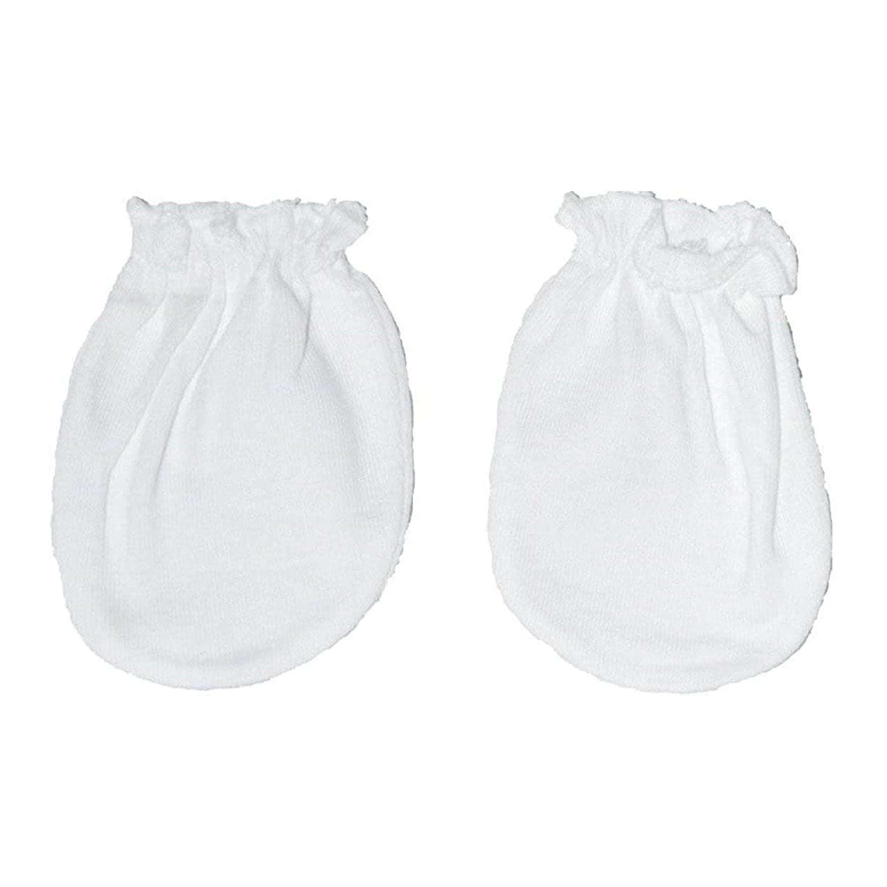New Born Baby Cotton Caps Booties Mittens Combo Set (White, 0-3 Months)