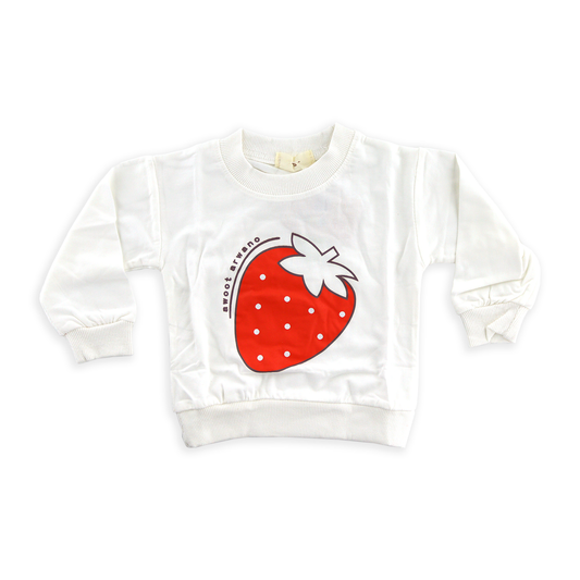 Full Sleeves strawberry Printed Sweatshirt - White