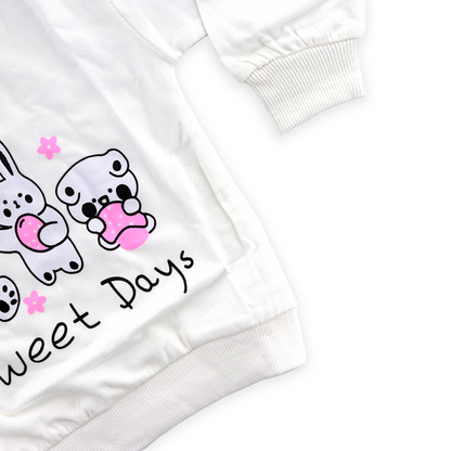 Full Sleeves Sweet Days Printed Sweatshirt - White