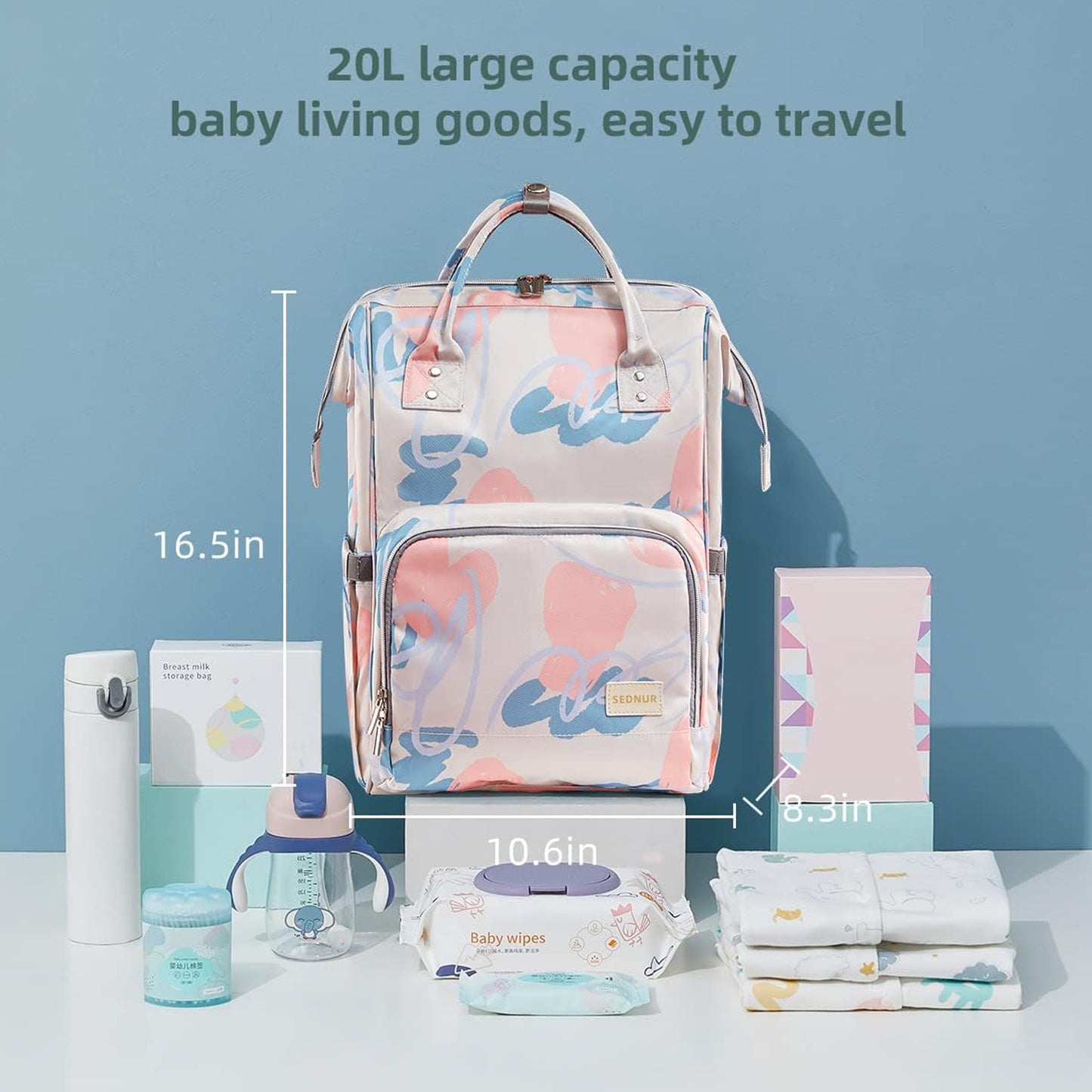 Diaper Bag BackpackTravel Handbags Waterproof Diaper Tote with Large Capacity Bottle Insulation for Mom Dad