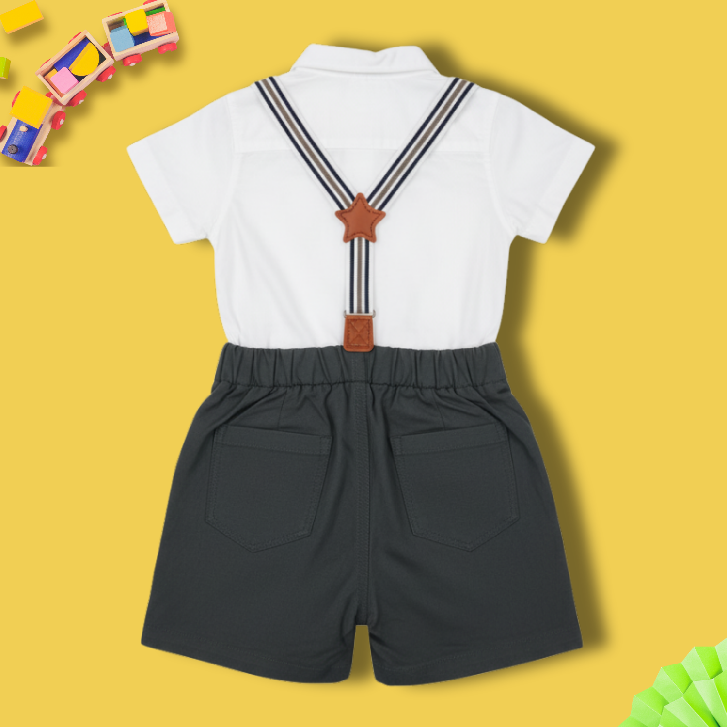Baby Boy Formal Outfit with Bow Tie & Suspenders