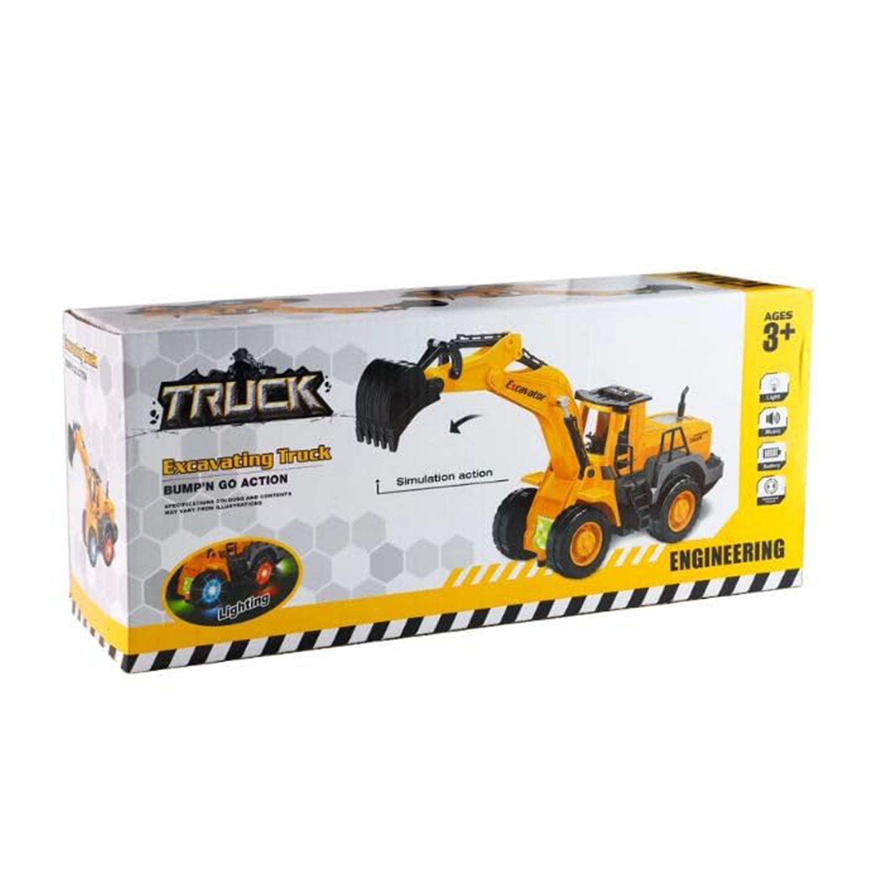Highland Battery Operated JCB Style Construction Truck with Real Functions Bump and Go