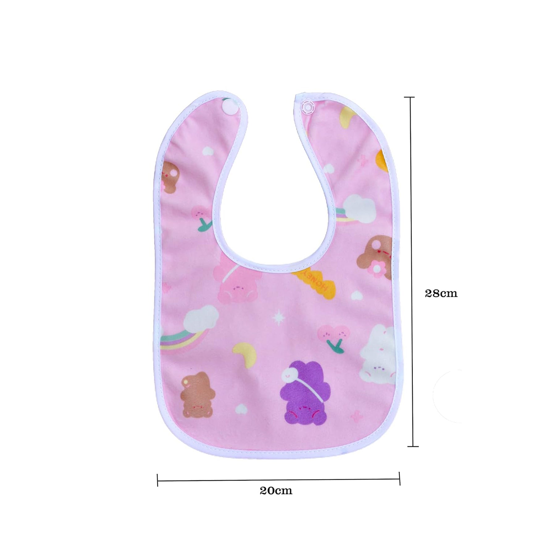Baby Button Bibs/Apron Cute Overall Print with Tich Button| Soft Cotton Fabric with PVC on Back/Quick Absorption & Fast Drying for Babies/Newborns/Infants (Pack of 3)