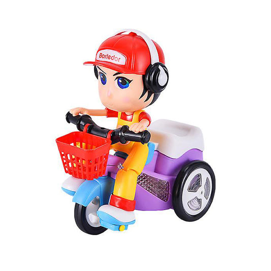 Stunt Tricycle Bump and Go Toy with 4D Lights, Dancing Toy, Battery Operated Toy Plastic for Boys Girls - Multi Color