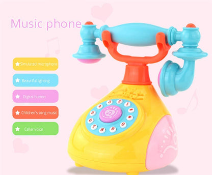 Old Style Kid Toy Landline Telephone Musical Phone Toy Simulation for Children Singing Old Phone Toys with Light and Sound Effects Toy (Multi Color)