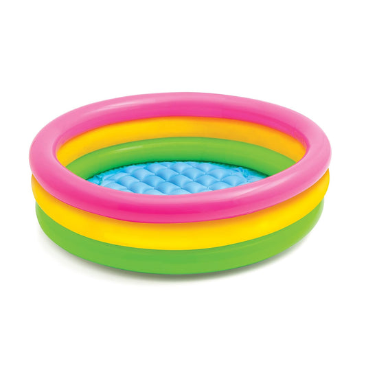 Inflatable Sunset Glow Round Colourful Square Baby Pool Portable Bathtub | Home Swimming Pool for Kids. Multi-Colour