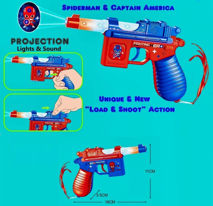 Fun Escape Projector Toy Gun for Kids with Spiderman Theme Light and Sound Projector Gun with Spiderman Images