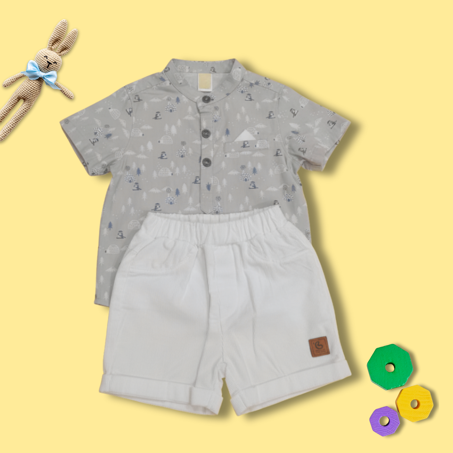 Baby Boy Printed Shirt & Shorts Set