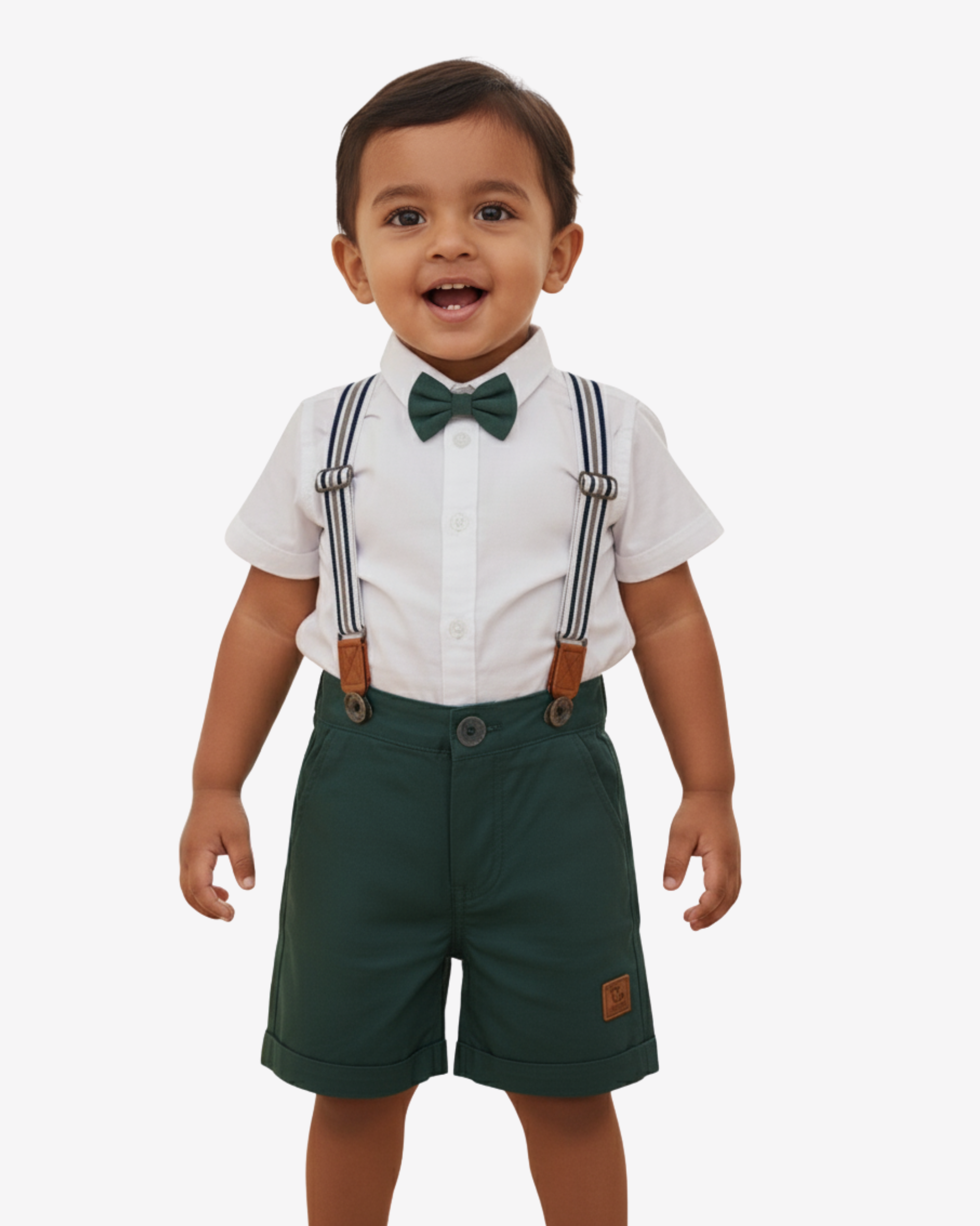 Baby Boy Formal Outfit with Bow Tie & Suspenders