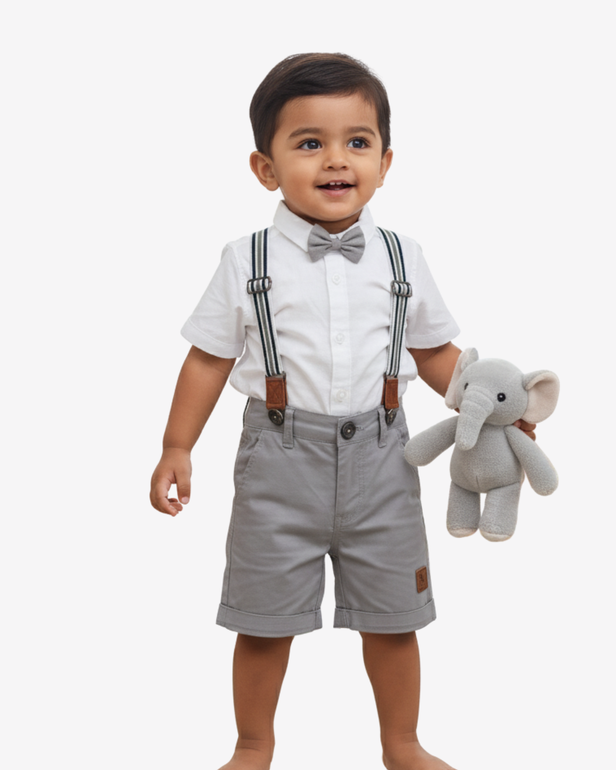 Baby Boy Formal Outfit with Bow Tie & Suspenders