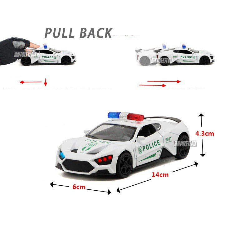 Ferrari Diecast Alloy Model Pull Back Police Car with Sound &light