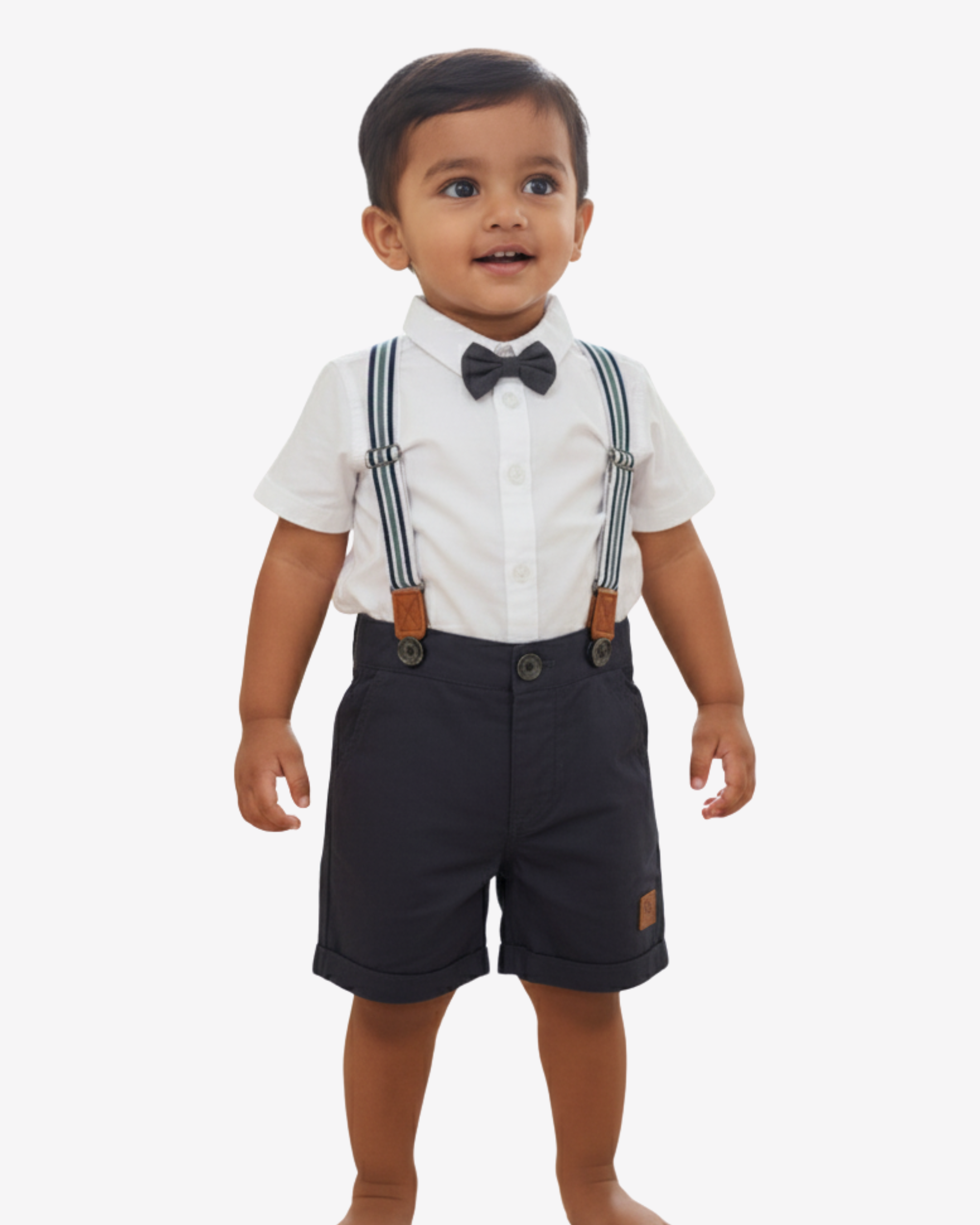 Baby Boy Formal Outfit with Bow Tie & Suspenders