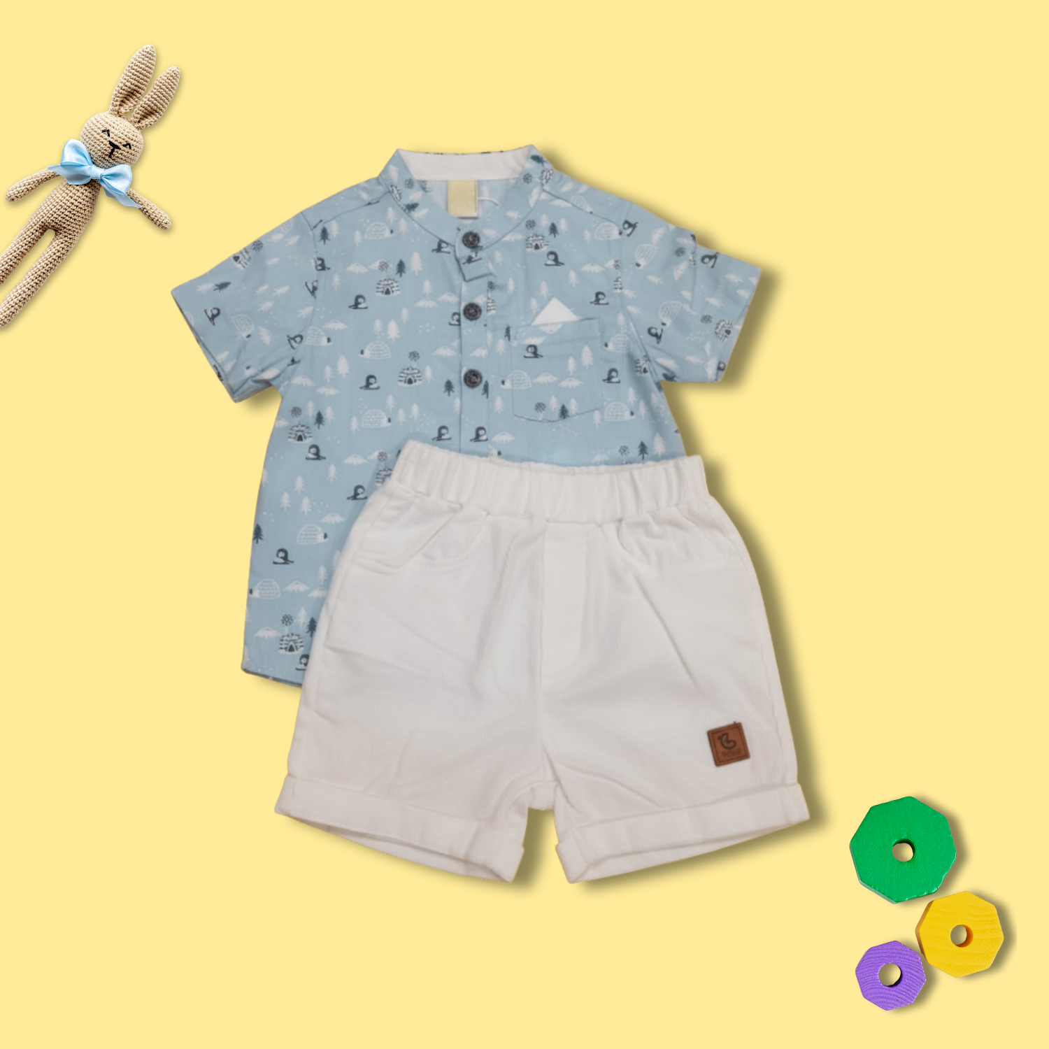 Baby Boy Printed Shirt & Shorts Set