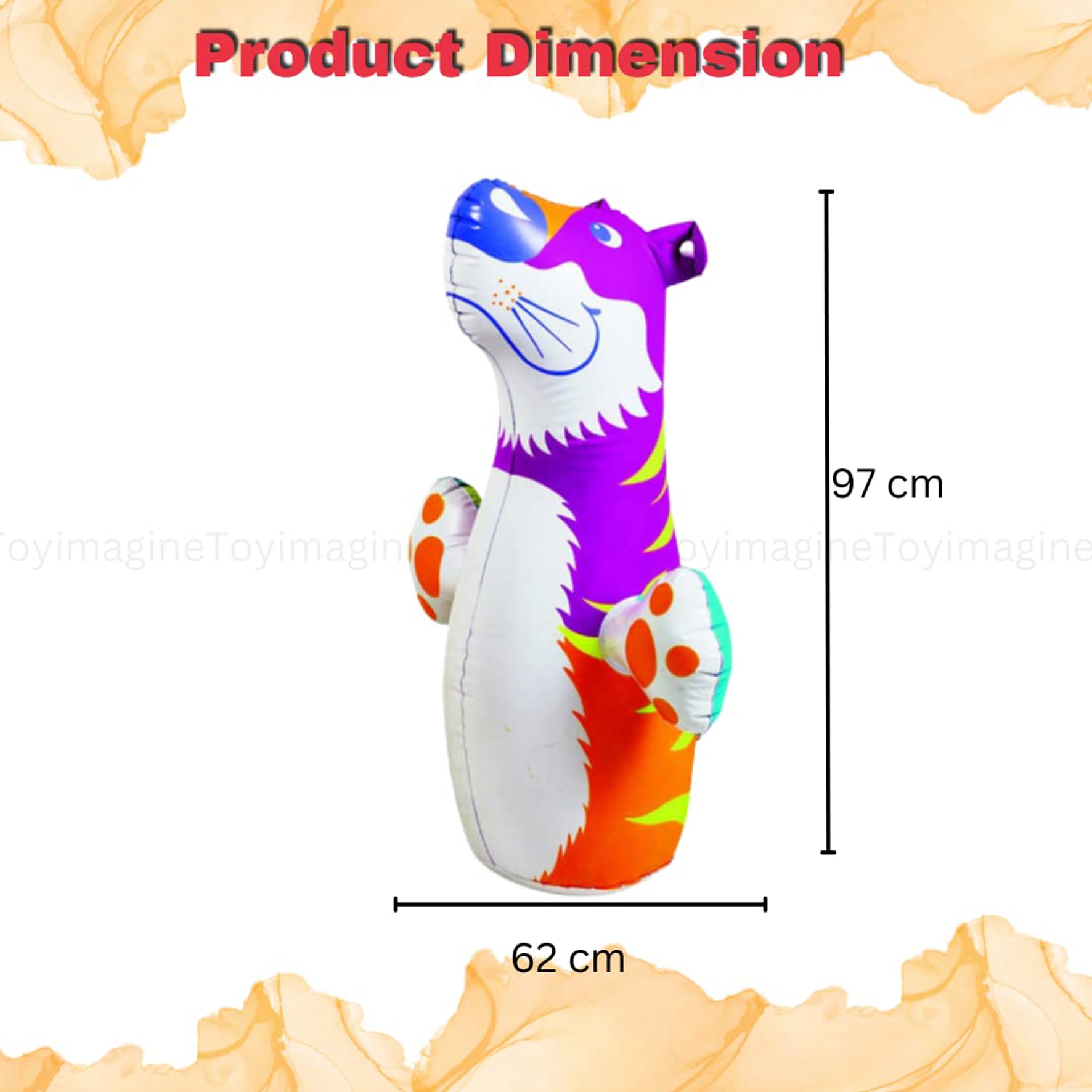 Tiger Hit Me Toy 3-D Inflatable Animal Toy | Water Base and Air Base for Toddlers | PVC Punching Bag for Kids | Activity Toy for Kids Age 3 +.