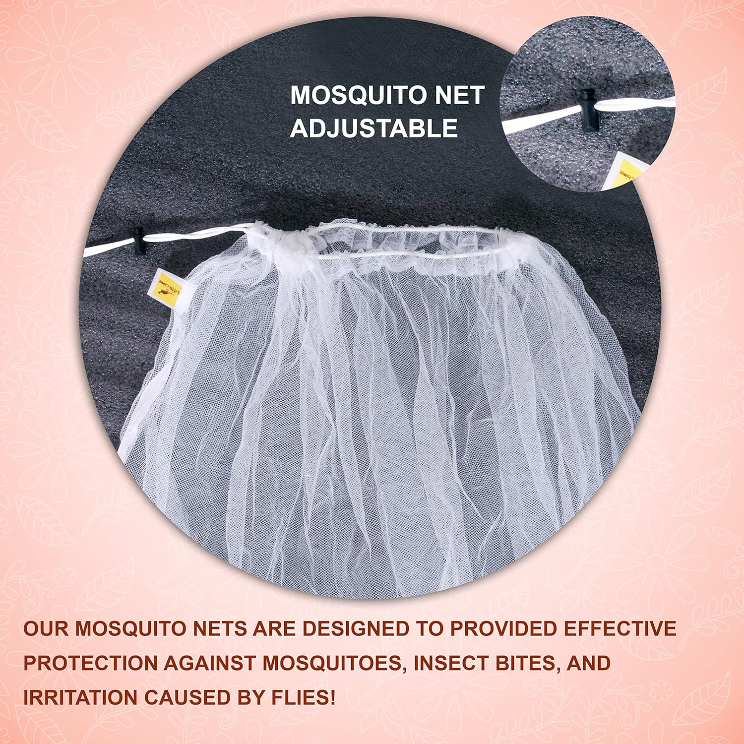 Mosquito Protection Net for Baby Cradles Upto 0 to 3 Years  (side & bottom zipper)