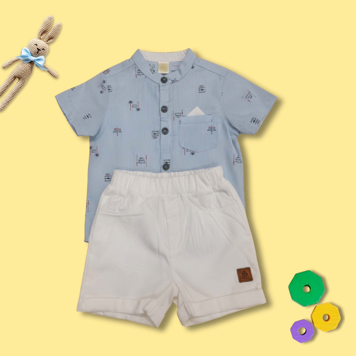 Baby Boy Printed Shirt & Shorts Set