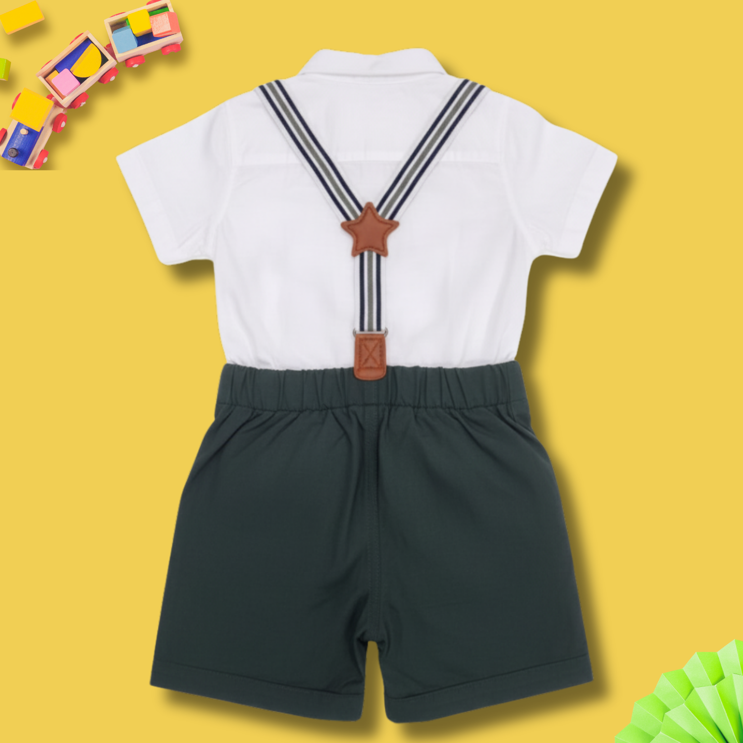 Baby Boy Formal Outfit with Bow Tie & Suspenders