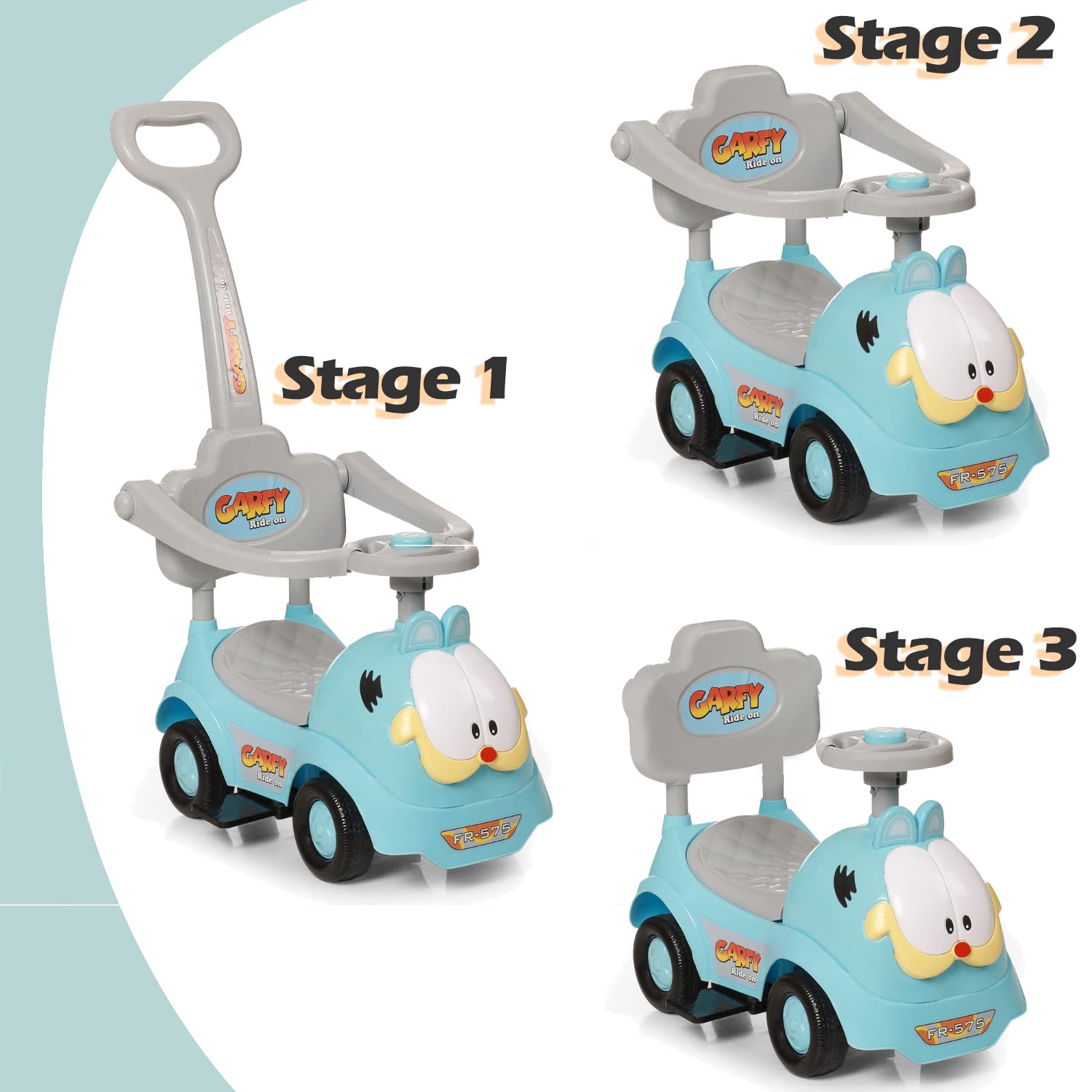 Push Car Rabbit Ride-on Toy Car Rider with Music Horn, Backrest and Under Seat Storage Utility Box for Boys and Girls of Age 1-3 Years