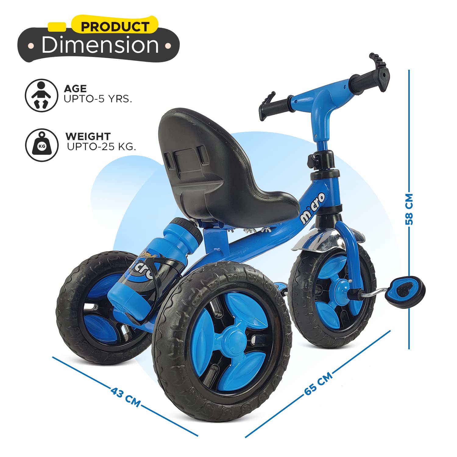 Dash Micro Cycle for Kids, Baby Cycle,Tricycle, Kids Cycle, Tricycle for Kids for 3 Years to 5 Years with Sipper