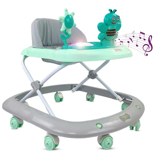 Butterfly Baby Walker with 3 Position Adjustable Height Music & Light, Foldable Activity Walker, Baby 6-18 Months boy, Walker for Kids (Capacity 20kg | Green)