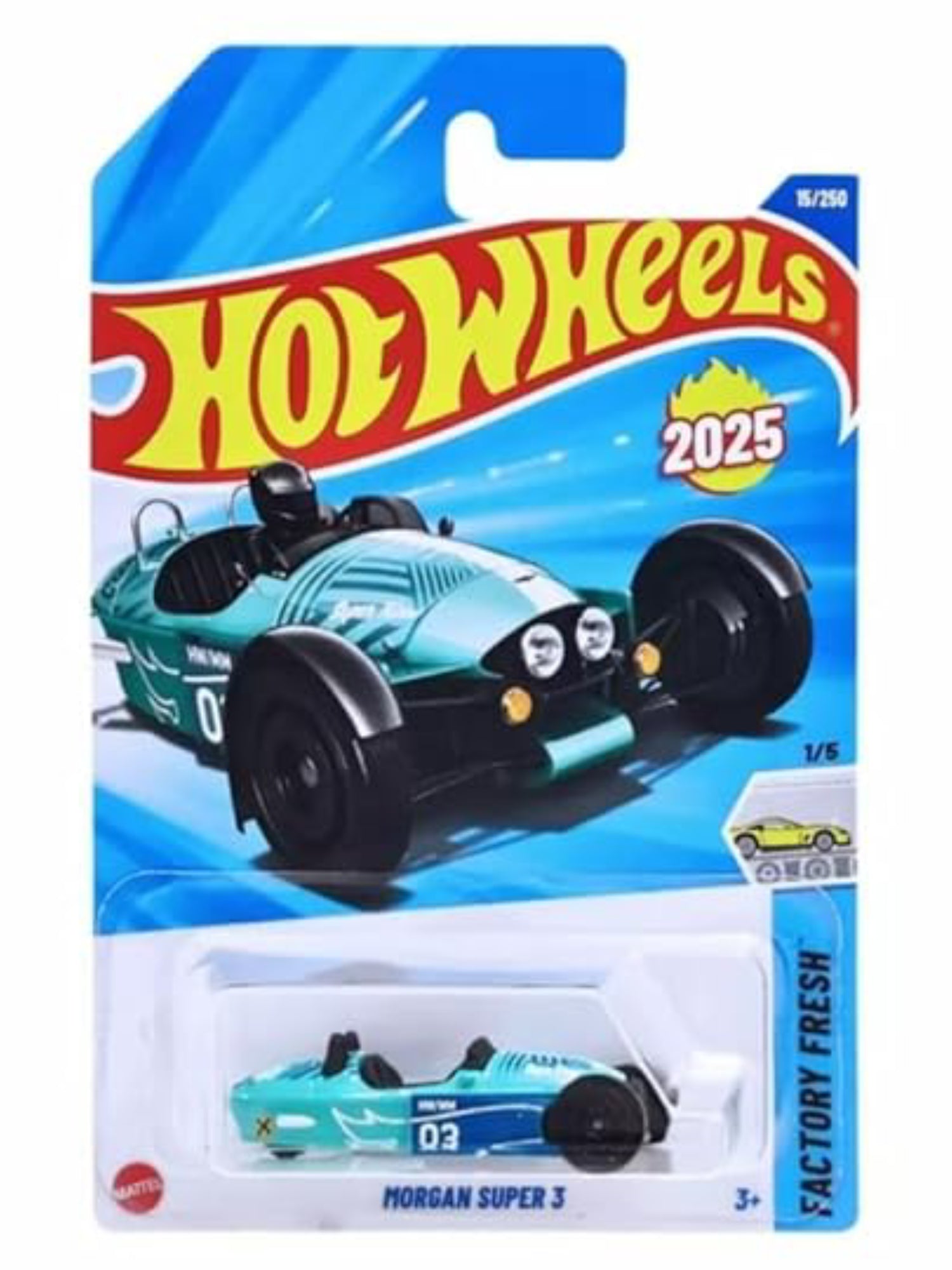 Hot Wheels Morgan Super 3 Teal Factory Fresh 1/5 Scale Model Car