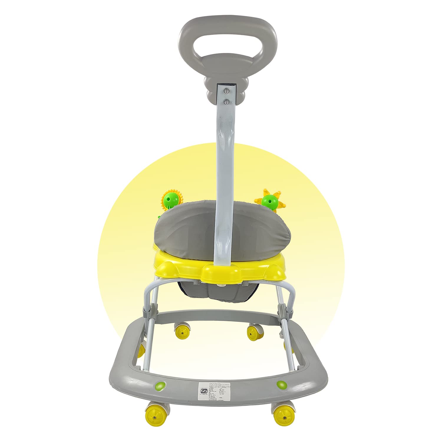 Butterfly Deluxe Baby Walker with 3 Position Adjustable Height Music & Light & Parental Handle, Foldable Activity Walker, Baby 6-18 Months boy, Walker for Kids (Capacity 20kg | Yellow)