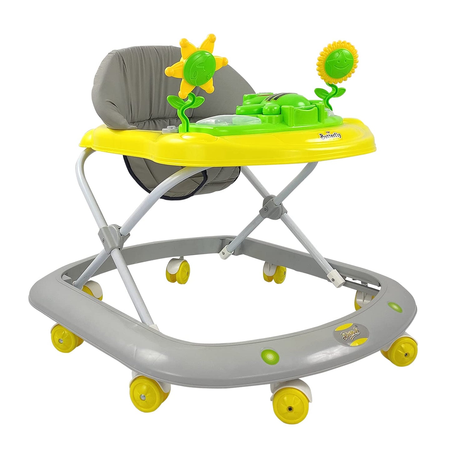 Butterfly Baby Walker with 3 Position Adjustable Height Music & Light, Foldable Activity Walker, Baby 6-18 Months boy, Walker for Kids (Capacity 20kg | Yellow)