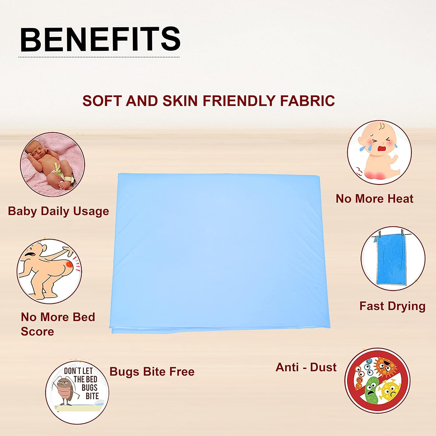 Baby Bed Protector Waterproof Plastic Urine Matress Protector/Baby Diaper Changing Soft Foam 12mm/for 0-12 Months Baby.