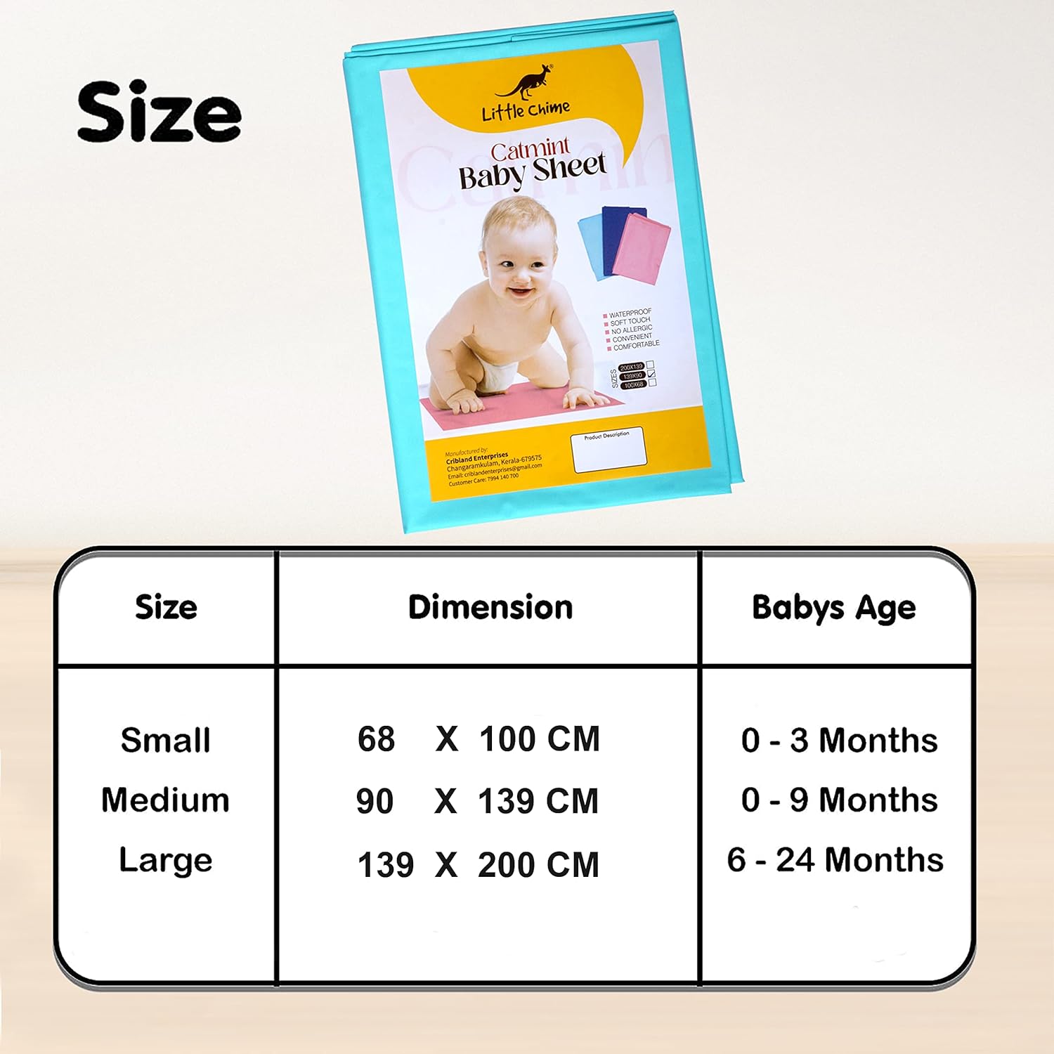 New Born Baby Sheet Washable Bed Sheet/Mattress Protection Sheet/Crib Sheet Small/Bed Protector (Green)
