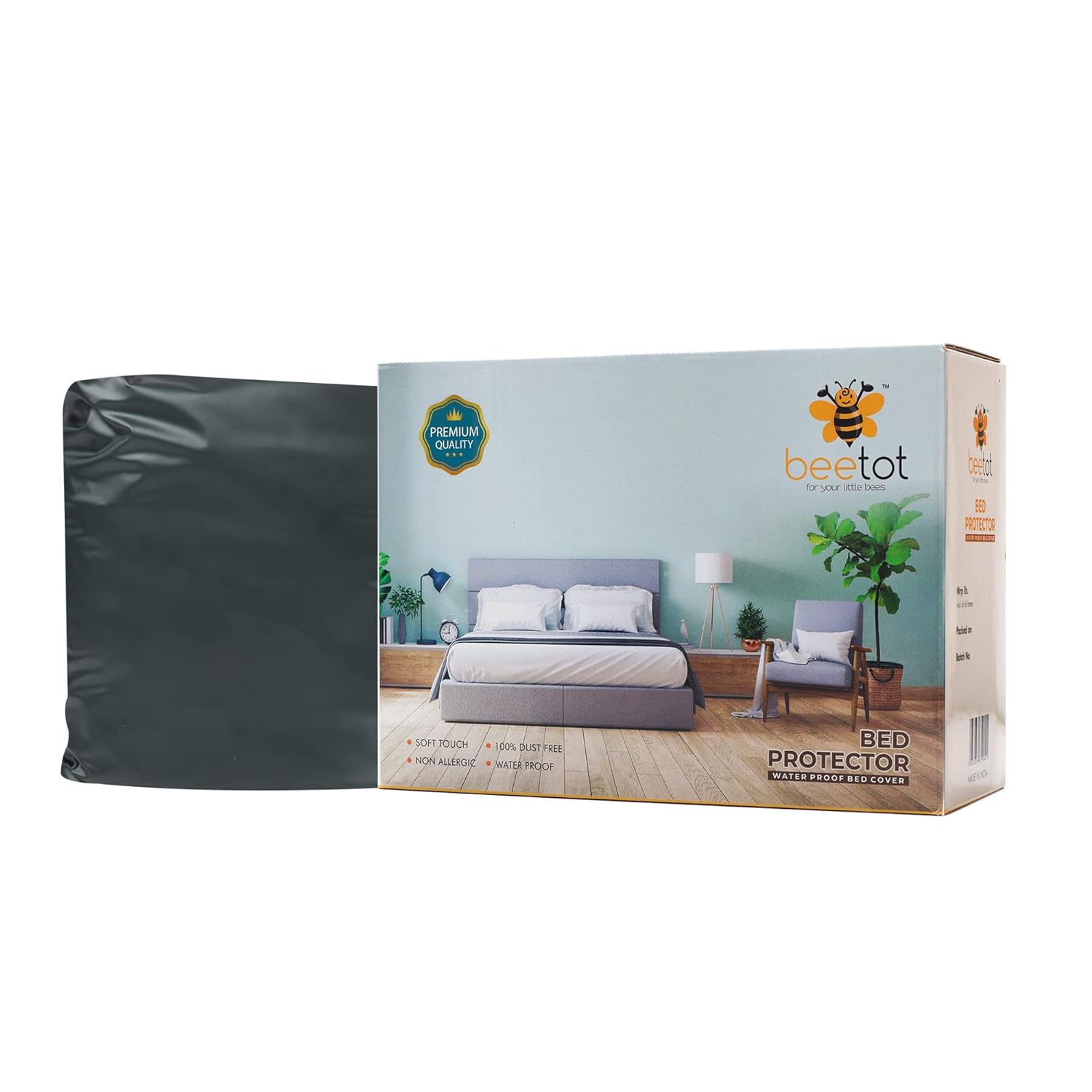PVC Water Proof and Dust Proof Double Bed Cover, Mattress Protector, Non-Toxic Bed Protector, Mattress Cover (Green)
