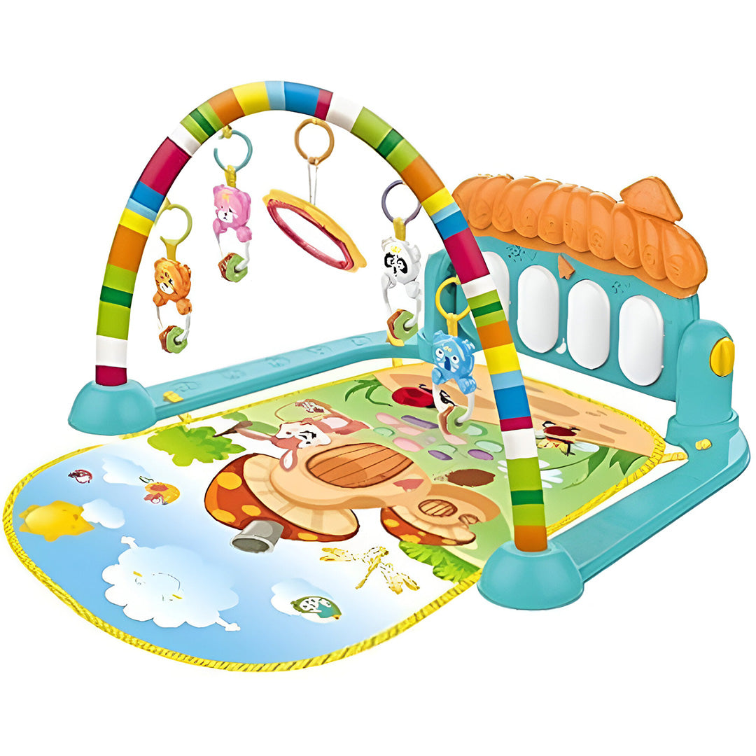 kidonex Kick & Play Baby Piano Gym Mat – Multicolor Activity Center with Hanging Toys & Music
