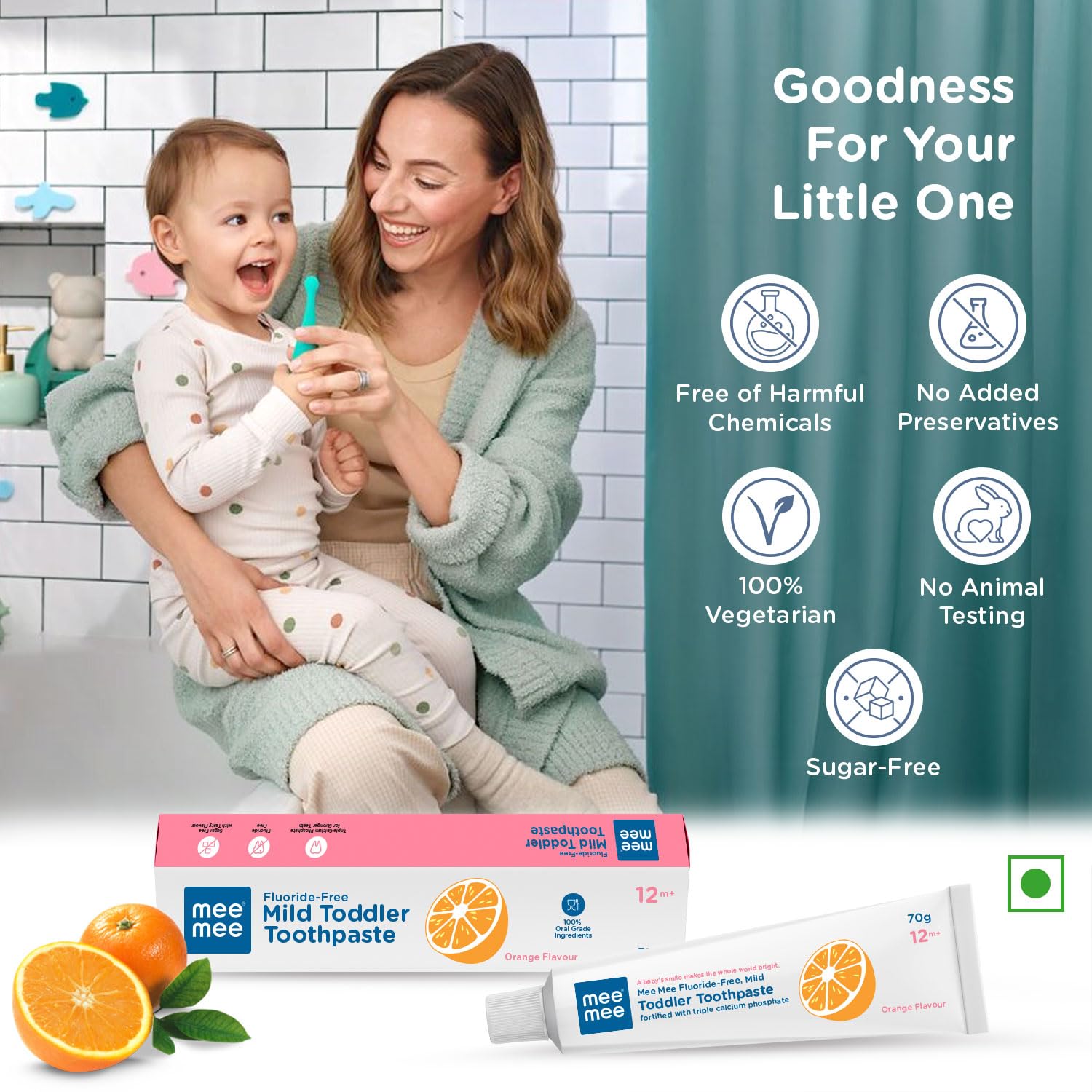 Mee Mee Fluoride-Free Toddler Toothpaste Orange Flavour 12m+ 70g
