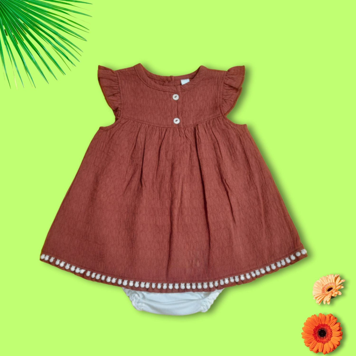 Baby Girl Cotton Frock Set with White Bloomer
