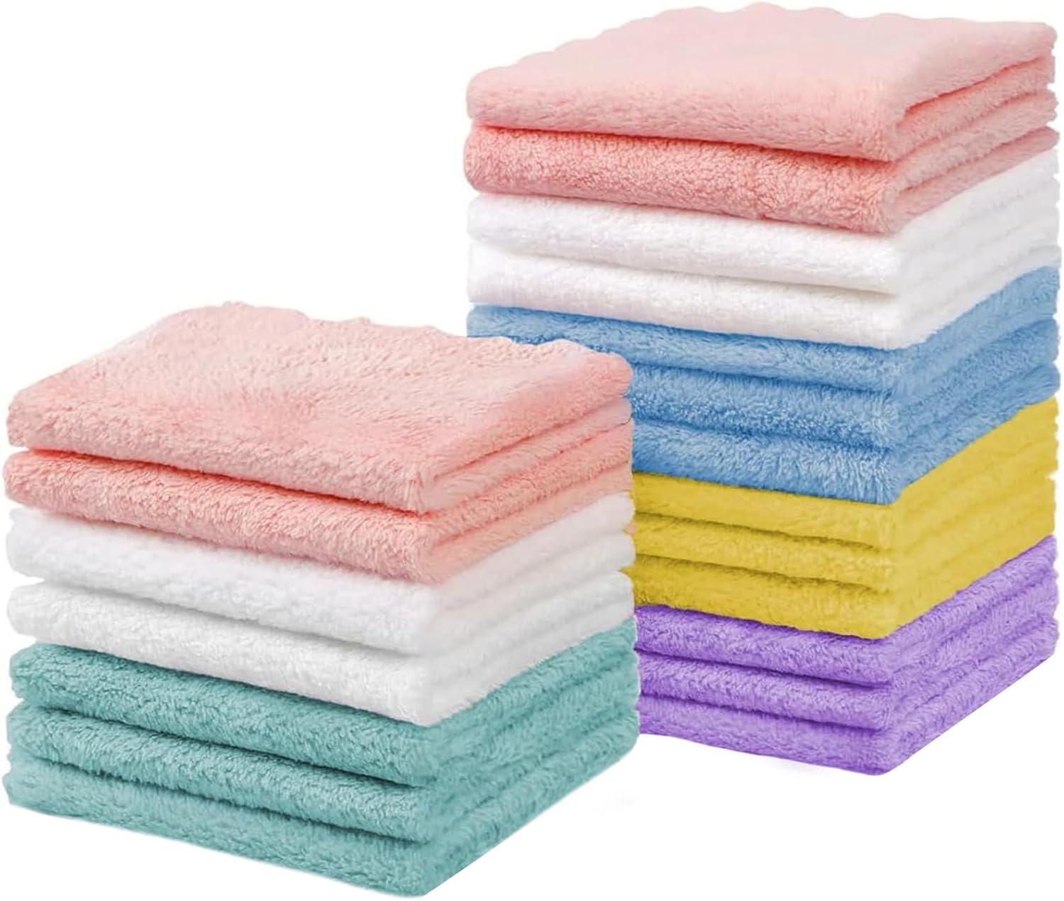 kidonex Soft Baby Washcloths – Value Pack of Multi-Colored Towels for Daily Use (Set of 6)