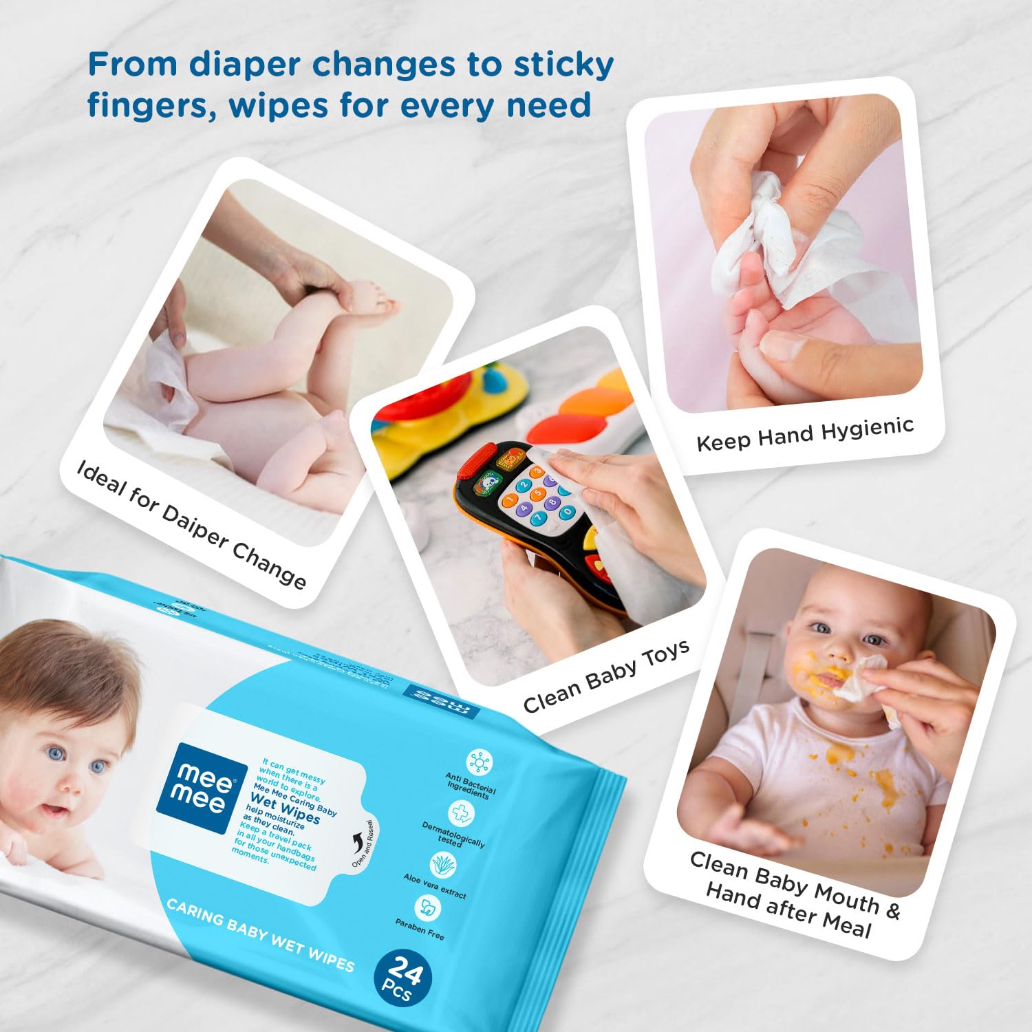 kidonex Baby Wet Wipes – 24 pcs | Aloe Vera Extract | Paraben-Free & Anti-Bacterial