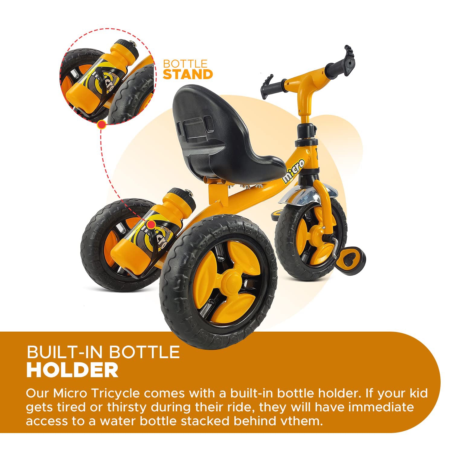 kidonex Kids Tricycle with Bottle Holder, Comfortable Seat & Non-Slip Pedals